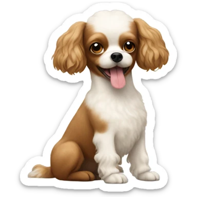 White poodle and a Chihuahua long hair brown ￼ sticker