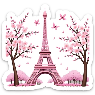 Eiffel Tower with cherry blossom trees  sticker