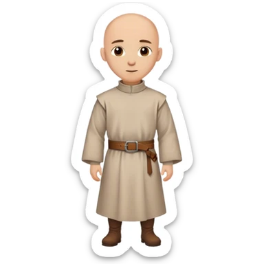 medieval outfit worn by a DnD themed fantasy character. basic wool tunic with a high collar and a simple leather belt. clothes only above the waist. The clothes full waist. The character's haven't arms. character is bald, brown eyes, light-skinned man. sticker