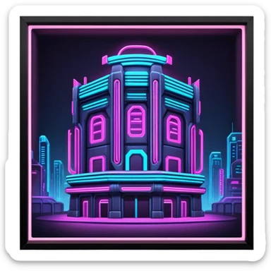 cyberpunk neon Coliseum building sticker