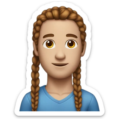mAn with brown braids hair blue eyes small freckles  sticker