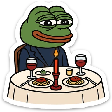 create a pepe on couple dinners, white background sticker