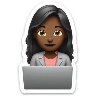 Girl working from home sticker