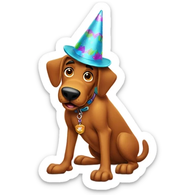 Scooby Doo in party hat sticker