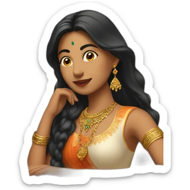 Beautiful Indian woman in front of laptop sticker