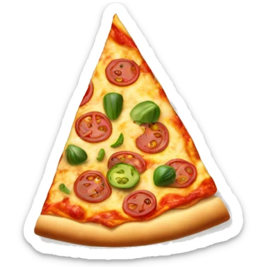 Pizza slice with vegetables on it sticker