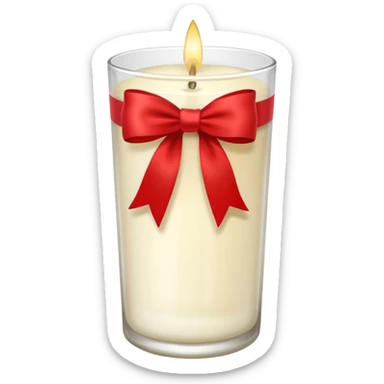 Soft vanilla long glass candle, with little red bow sticker