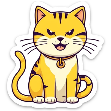 Golden cat biting wires ￼ sticker