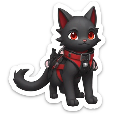 cool edgy black punk red ethereal fantasy nargacuga-bat-cat-Fakemon collar harness full body sticker