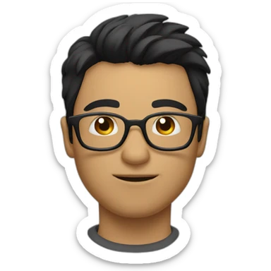 a man with black hair and glasses blowing a kiss sticker