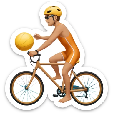 Man cycling into the ocean sticker
