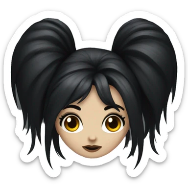 goth girl with long black hair sticker