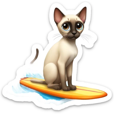 Siamese cat surfing sticker