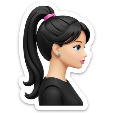 Barbie ponytail silhouette in solid color sticker