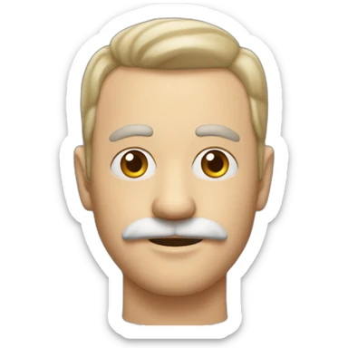 41 year man with fair skin colour, moustache and beerd sticker
