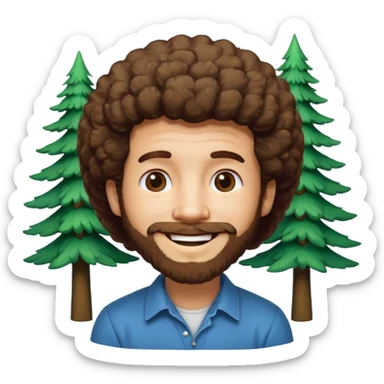Bob Ross and Happy Little trees sticker