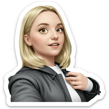 blonde girl in black jacket sticker