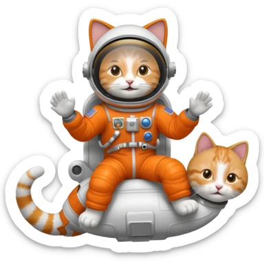 Astronaut rides cat sticker