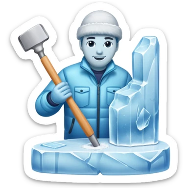 Sculptor chisel & mallet,Ice. sticker