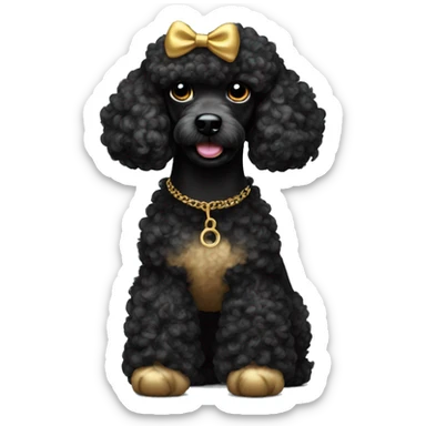 black and gold poodle sticker