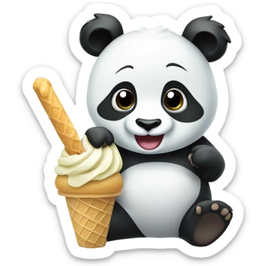 Panda eating ice cream sticker