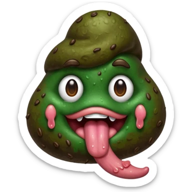 dark green poop sticking tongue out  sticker