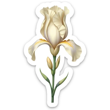 single Cream Iris, straight stem sticker