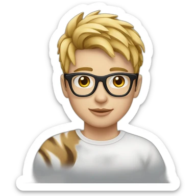 joven piel blanca gafas con gato rayado sticker