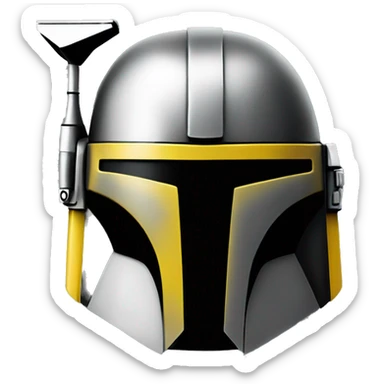 Mandalorian helmet black and yellow with antenna sticker
