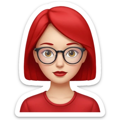 red clothed lady person with eyeglass sticker