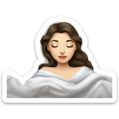 sleeping beauty brunette white girl with a silk pillow sticker