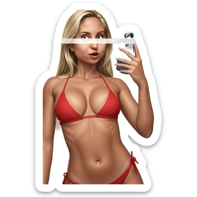 blonde in red bikini selfie sticker