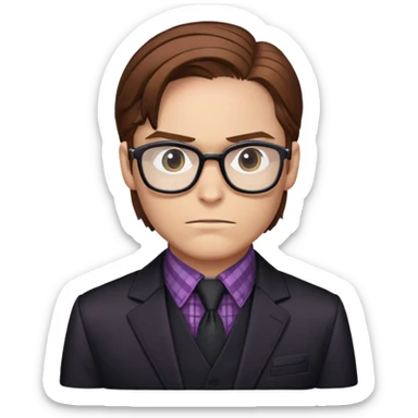 zemo brown hair with glasses, black suit, checkered shirt marvel from captain america: civil war sticker