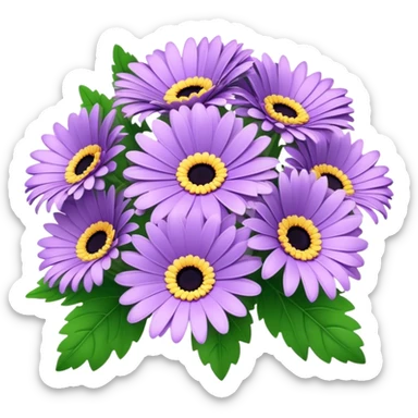 bouquet Lavender Gerbera Daisy, luxuriant, leaf, bud sticker
