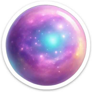 Pastel iridescent Sparkly Nebula galaxy orb sticker