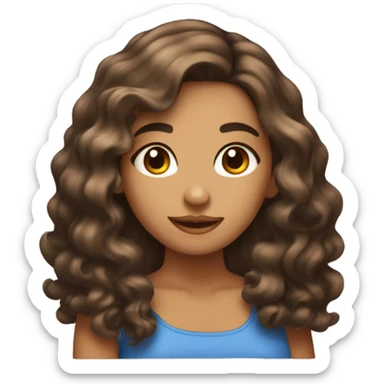 Paquete de emojis de una chica morena, cabello ondulado color marrón  sticker