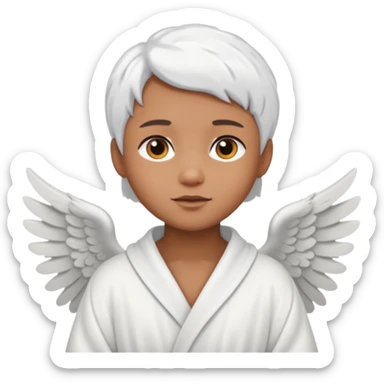angel with brown skin, short white hair sticker