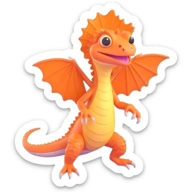 realistic frilled lizard with frill extended, 3D style sticker