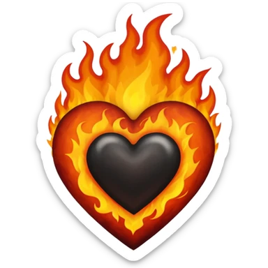 black heart on fire sticker