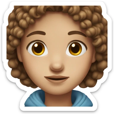 Girl with brown hair fair skin and blue eyes and freckles  sticker