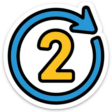 number two, second step, continuation of process, circular arrow style sticker