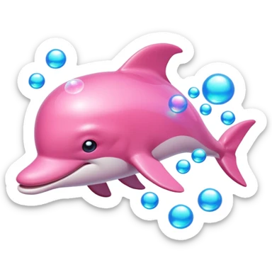 pink dolphin with bubbles sticker
