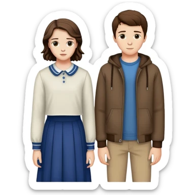 Hannah Baker and Clay Jensen together from 13 Reasons Why, teenage boy and girl standing side by side sticker
