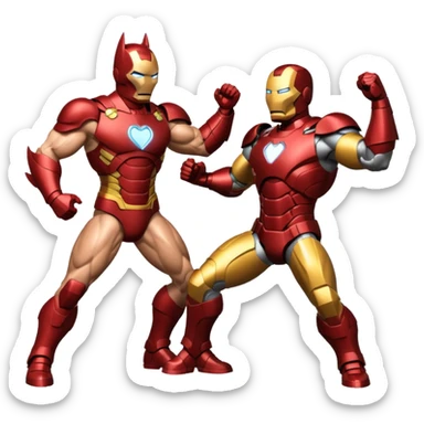 Make batman fighting iron man sticker