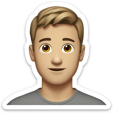 A 24 year old, Caucasian man, with short brown hair,   with brown eyes wearing a t-shirt. sticker