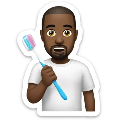 Kanye west holding a toothbrush sticker
