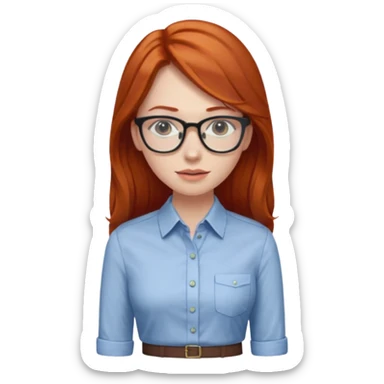 redhead long hair woman with office look sticker
