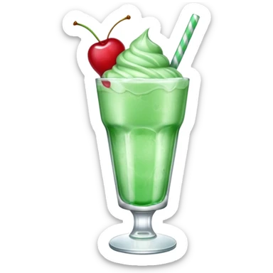 ice cream light green soda on a glass with ice cherry on top sticker