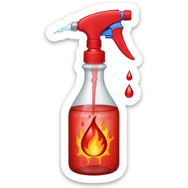 a spray bottle spritzing onto a burn wound. sticker