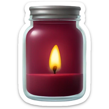 A maroon candle in a jar sticker